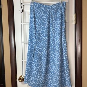 Blue and White Floral A-Line Skirt